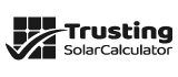 The Trusting SolarCalculator logo features a grid pattern resembling solar panels, combined with a checkmark to symbolize reliability and accuracy, alongside the text 'Trusting SolarCalculator' for a clean and trustworthy design.