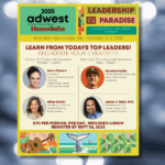 AdWest Honolulu 2025 Leadership in Paradise event flyer featuring keynote speakers Anna Covert, Kamea Hadar, Alisa Onishi, and Aaron A. Sala, PhD, scheduled October 3–4, 2025 at Honolulu Elks Lodge.