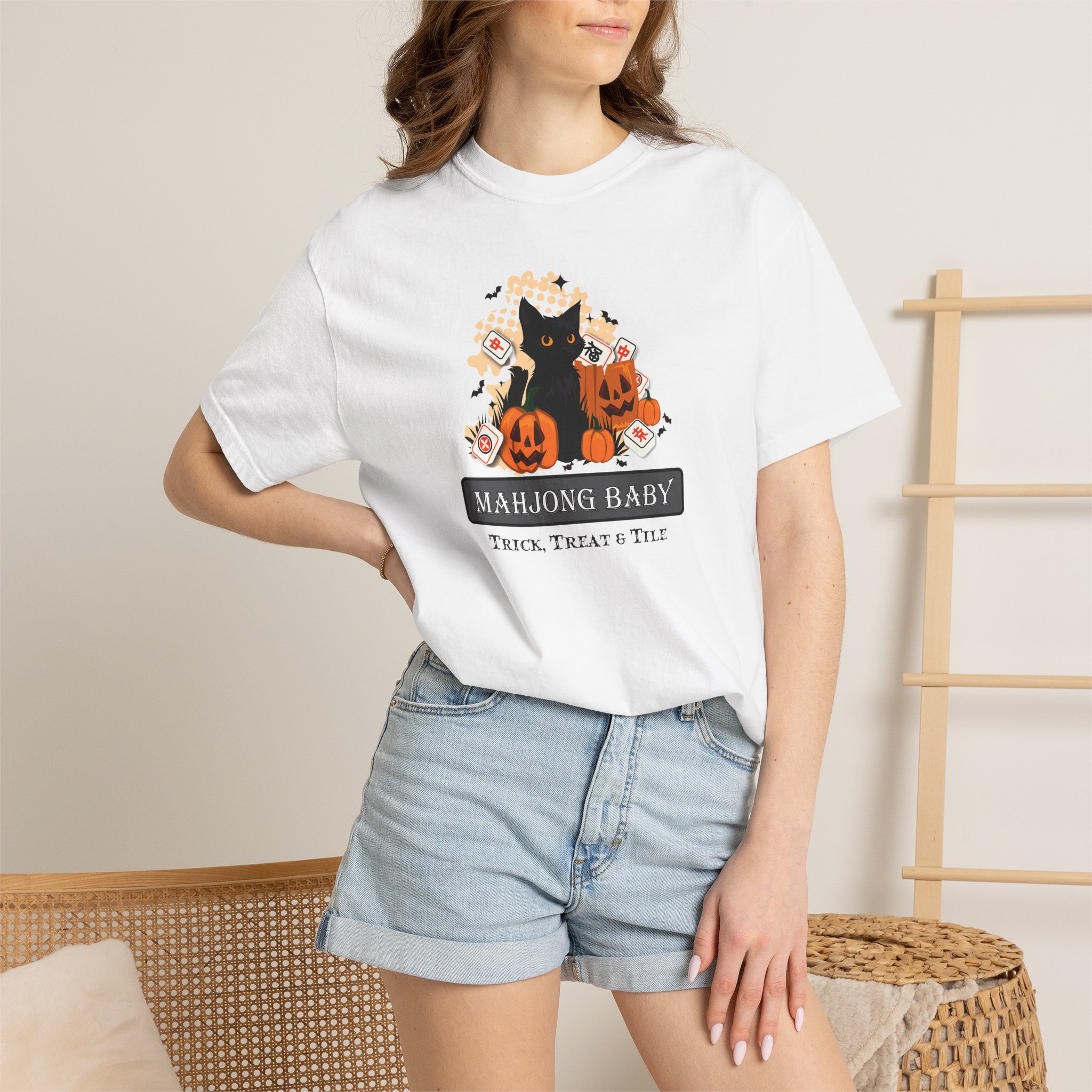 Mahjong Baby Black Cat Halloween T-Shirt — Trick, Treat & Tile Graphic Tee - Image 6